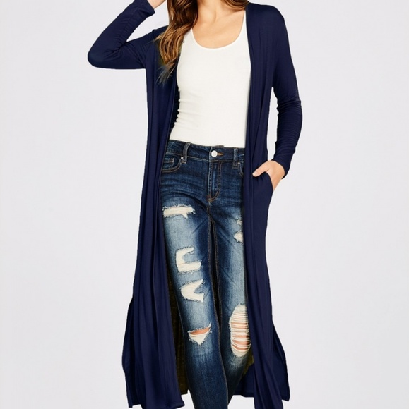 LAST 1! Navy duster maxi cardigan - Picture 3 of 5